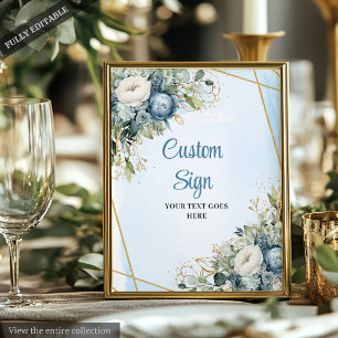 Watercolor Dusty Blue Eucalyptus DIY Wedding Sign