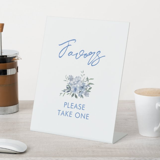 Watercolor Dusty Blue Favours Bridal Shower Sign (In SItu)