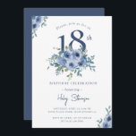 Watercolor Dusty Blue Floral 18th Chic Birthday In Invitation<br><div class="desc">Adult Birthday Invitations | Watercolor Dusty Blue Floral 18th Chic Birthday Invitation This elegant and chic design features washed out dusty blue coloured floral theme and Script typography on a white background. Personalise the invite with your details and if you want to further re-arrange the style and placement of the...</div>