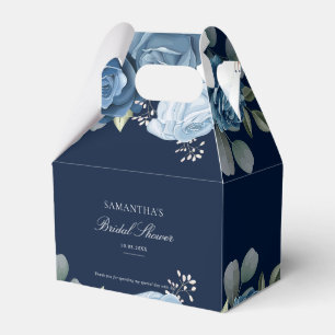 Watercolor Dusty Blue Floral Bridal Shower Favour Box