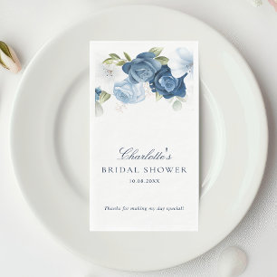 Watercolor Dusty Blue Floral Bridal Shower Napkin