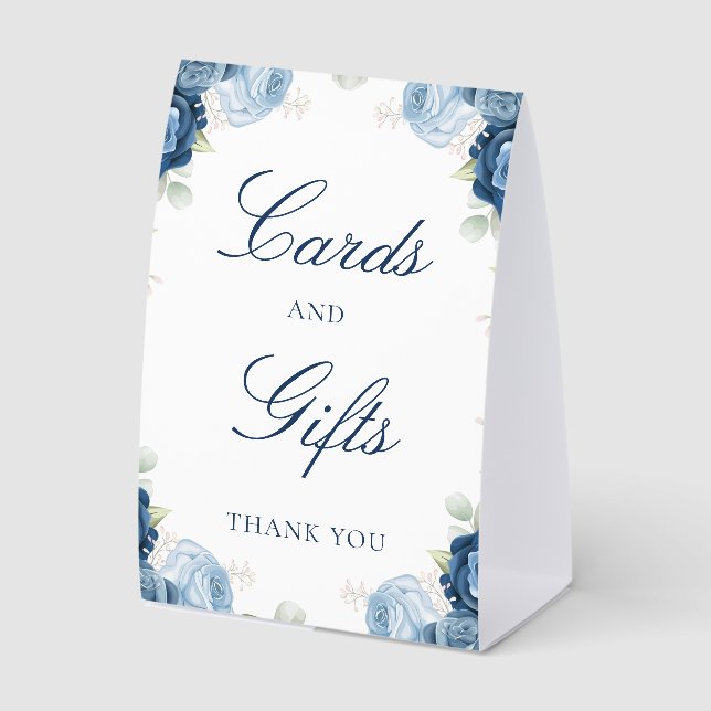 Watercolor Dusty Blue Floral Cards and Gifts (Front)