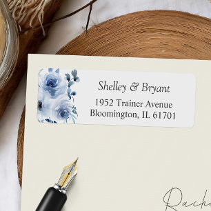 Watercolor Dusty Blue Floral Return Address Label