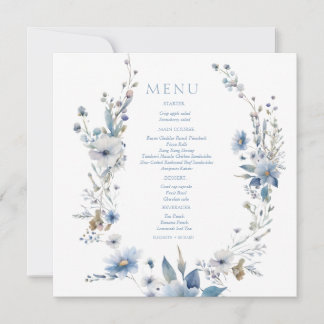 Watercolor Dusty Blue Floral Spring bloom Wedding