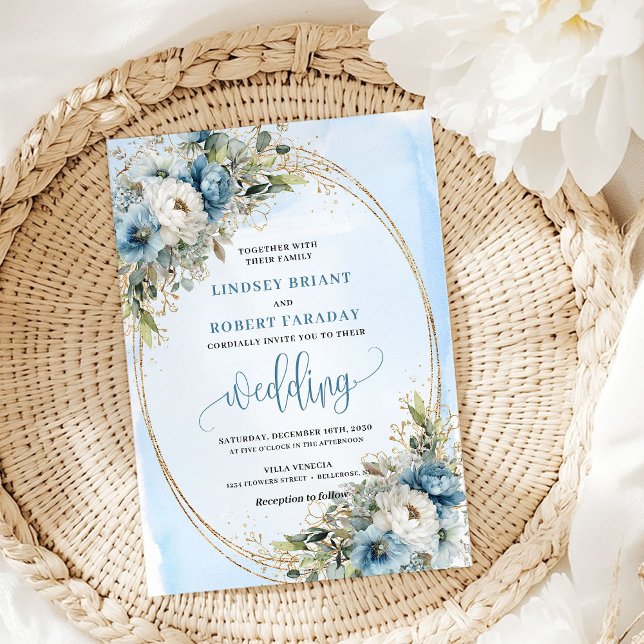 Watercolor Dusty Blue Floral wedding invitation (Watercolor Dusty Blue Floral wedding invitation

)