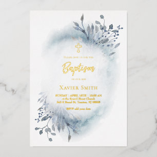 watercolor dusty blue foliage Baptism