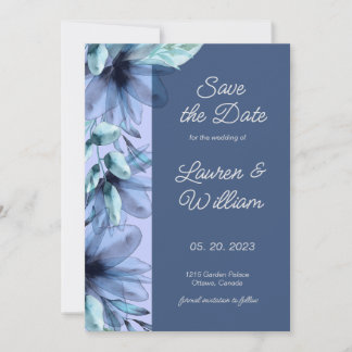 Watercolor dusty-blue light violet Save The Date