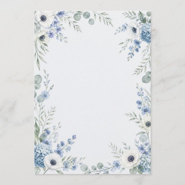 Watercolor Dusty Blue Wedding Program (Front)