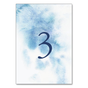 Watercolor Dusty Blue Winter Wedding Table Number