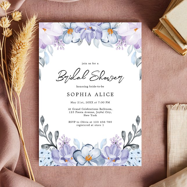 Watercolor Dusty Floral Romantic Bridal Shower Invitation (Creator Uploaded)