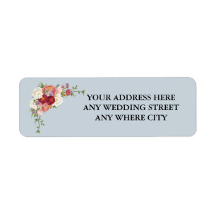 Watercolor Dusty Grey Blush Peach Floral Wedding Return Address Label