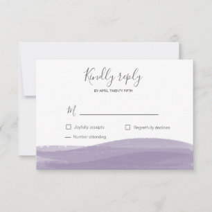 Watercolor dusty purple brush stroke RSVP Card