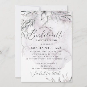 Watercolor dusty purple floral bachelorette party invitation