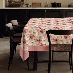 Watercolor dusty rose and gold elegant tablecloth