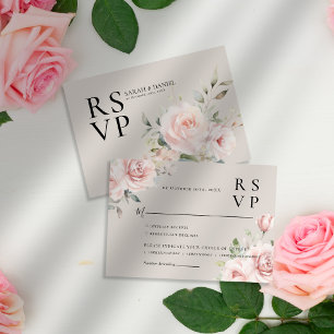 Watercolor Dusty Rose Pink Wedding  RSVP Card