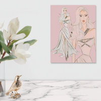 Watercolor Dusty Rose Vogue Fashion Model 