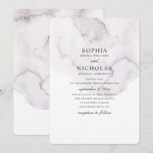 Watercolor dusty wedding. Elegant simple lavender Invitation