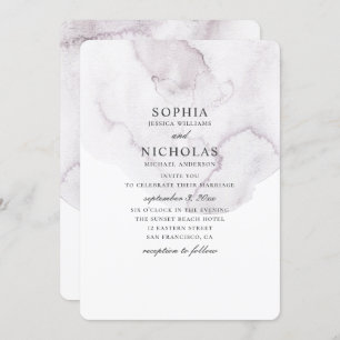 Watercolor dusty wedding. Elegant simple lavender Invitation