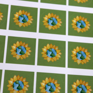 Watercolor Earth Day Sunflower                     Classic Round Sticker