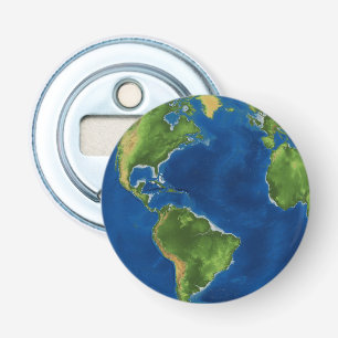 Watercolor Earth globe geography funny 3D illusion Bottle Opener