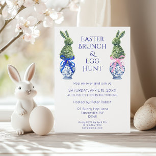 Watercolor Easter Brunch and Egg Hunt Bunny Invitation