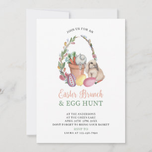 Watercolor Easter Brunch and Egg Hunt rabbit Invitation