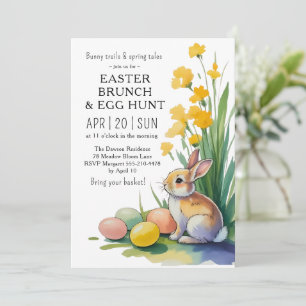 Watercolor Easter Brunch Egg Hunt Invitation