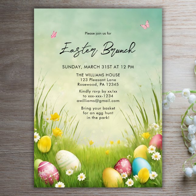 Watercolor Easter Brunch Egg Hunt Invitation (Creator Uploaded)