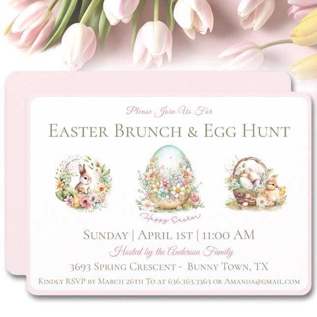 Watercolor Easter Brunch Egg Hunt Invitation (Watercolor Easter Brunch Egg Hunt Invitation)