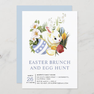 Watercolor Easter Brunch Egg Hunt Invitation