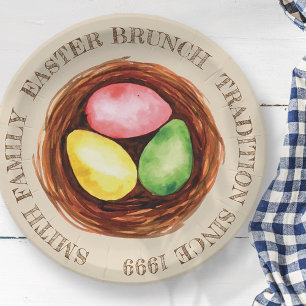 Watercolor Easter Brunch Family Tradition Paper Plate
