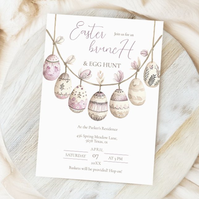Watercolor Easter Brunch with Pysanky Egg Hunt Invitation (Creator Uploaded)