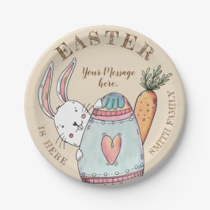Watercolor Easter Bunny and Egg . Easter is Here! Paper Plate