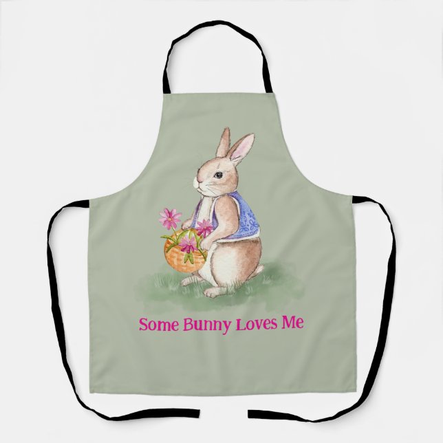 Watercolor Easter Bunny Apron (Front)