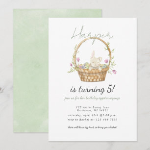 watercolor easter bunny birthday invitation