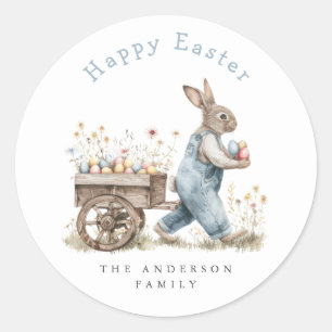 Watercolor Easter Bunny Egg Hunt Classic Round Sticker