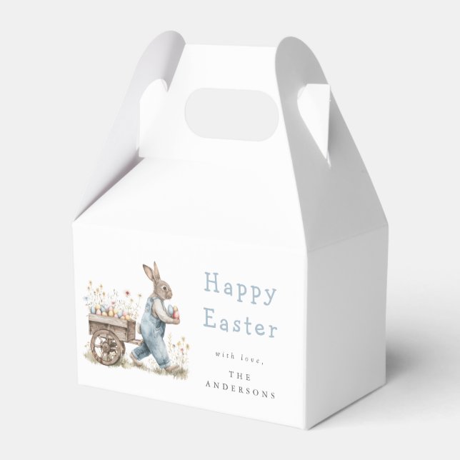 Watercolor Easter Bunny Egg Hunt Favour Box (Front Side)