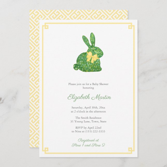 Watercolor Easter Bunny Gender Neutral Baby Shower Invitation (Front/Back)