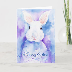 Watercolor Easter Bunny Greeting Card