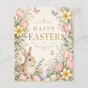 Watercolor Easter Bunny Greeting Card, Pastel  Flyer
