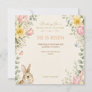 Watercolor Easter Bunny Greeting Card, Pastel Invitation