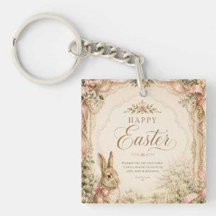 Watercolor Easter Bunny Greeting Card, Pastel Key Ring