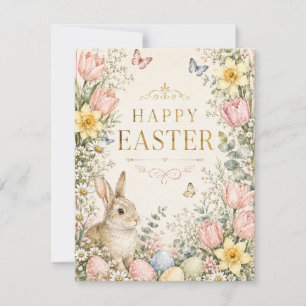 Watercolor Easter Bunny Greeting Card, Pastel RSVP Card