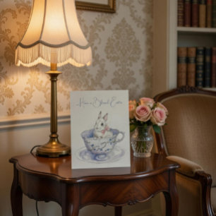 Watercolor Easter Bunny in Teacup  Postcard