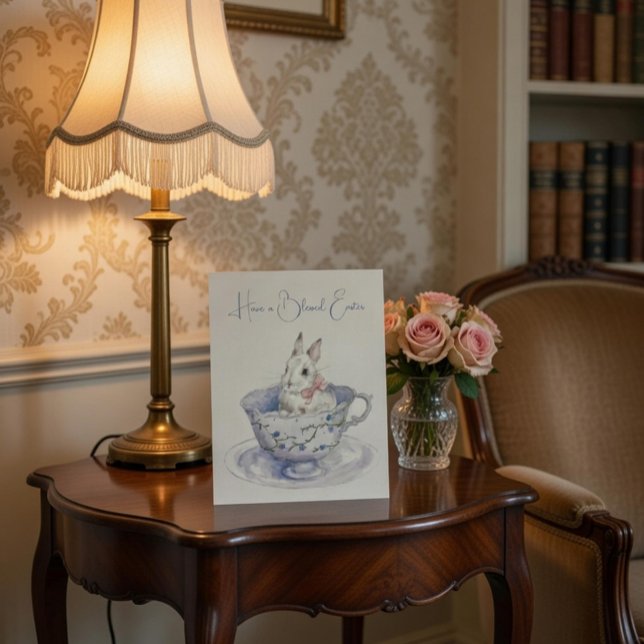 Watercolor Easter Bunny in Teacup  Postcard (Creator Uploaded)