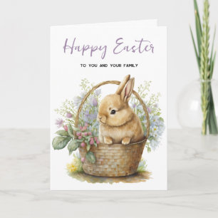 Watercolor Easter Bunny in the Basket Holiday Card