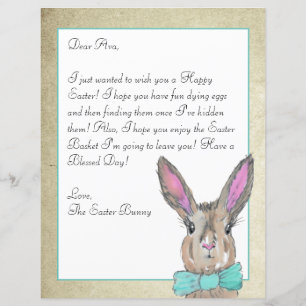 Watercolor Easter Bunny Letter for your Kids