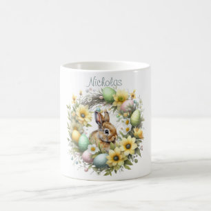 Watercolor Easter Bunny Personalised Coffee Mug