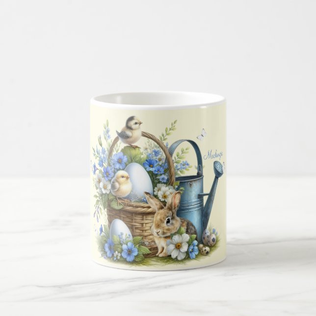 Watercolor Easter Bunny Personalised Coffee Mug (Center)