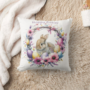 Watercolor Easter Bunny Personalised Cushion